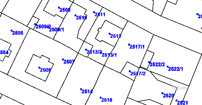 Parcela st. 2513/1 v KÚ Most II, Katastrální mapa