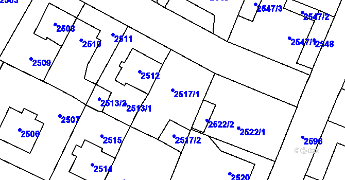 Parcela st. 2517/1 v KÚ Most II, Katastrální mapa
