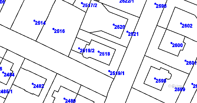 Parcela st. 2518 v KÚ Most II, Katastrální mapa