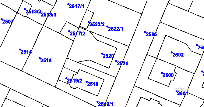 Parcela st. 2520 v KÚ Most II, Katastrální mapa