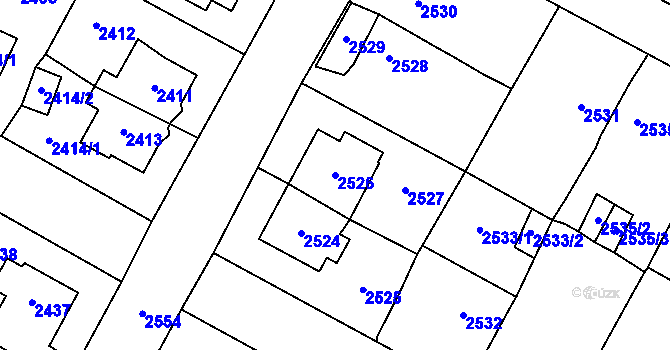 Parcela st. 2526 v KÚ Most II, Katastrální mapa
