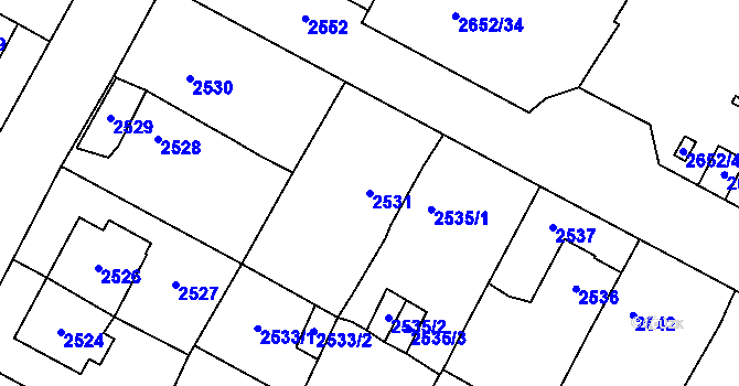 Parcela st. 2531 v KÚ Most II, Katastrální mapa