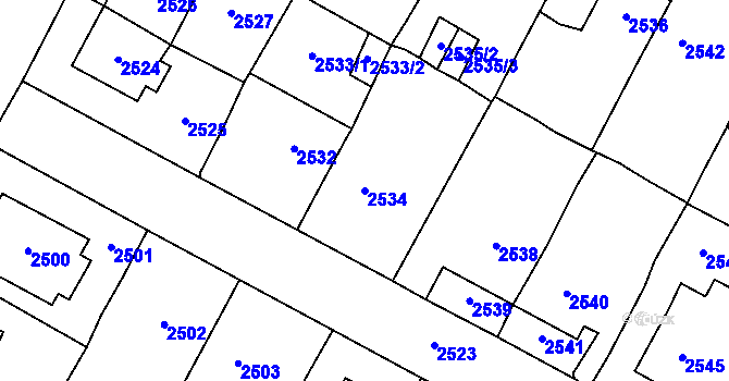 Parcela st. 2534 v KÚ Most II, Katastrální mapa