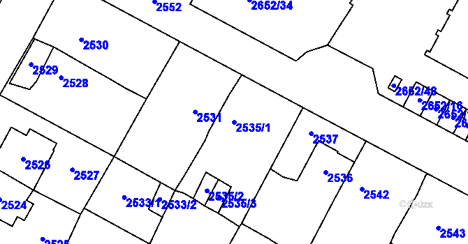 Parcela st. 2535/1 v KÚ Most II, Katastrální mapa