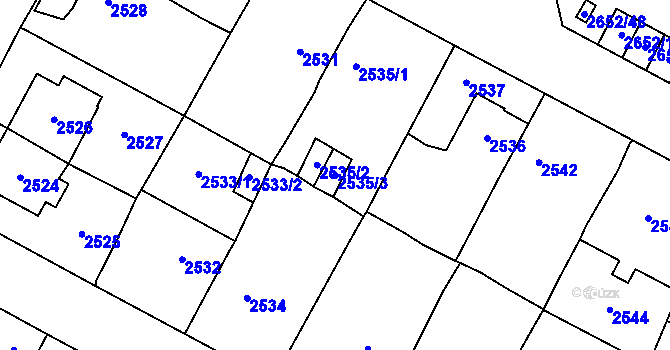 Parcela st. 2535/3 v KÚ Most II, Katastrální mapa
