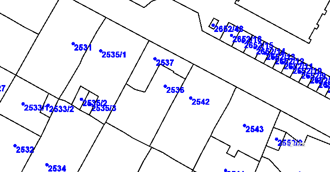 Parcela st. 2536 v KÚ Most II, Katastrální mapa