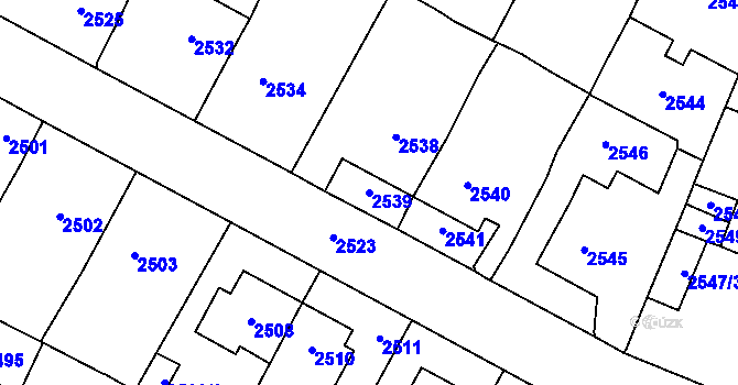 Parcela st. 2539 v KÚ Most II, Katastrální mapa