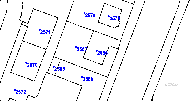 Parcela st. 2566 v KÚ Most II, Katastrální mapa