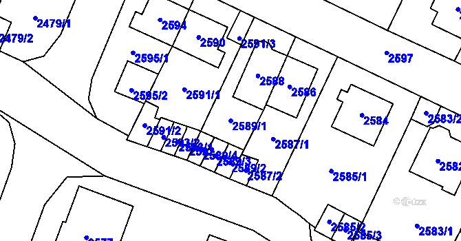 Parcela st. 2589/1 v KÚ Most II, Katastrální mapa