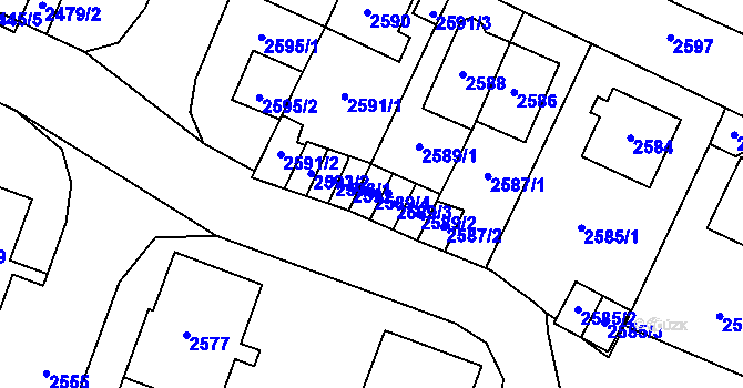 Parcela st. 2589/4 v KÚ Most II, Katastrální mapa