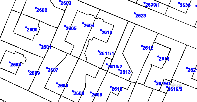 Parcela st. 2611/1 v KÚ Most II, Katastrální mapa
