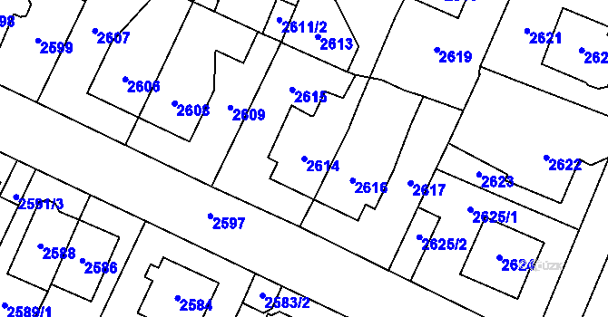 Parcela st. 2614 v KÚ Most II, Katastrální mapa