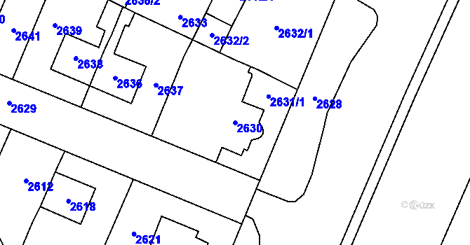 Parcela st. 2630 v KÚ Most II, Katastrální mapa