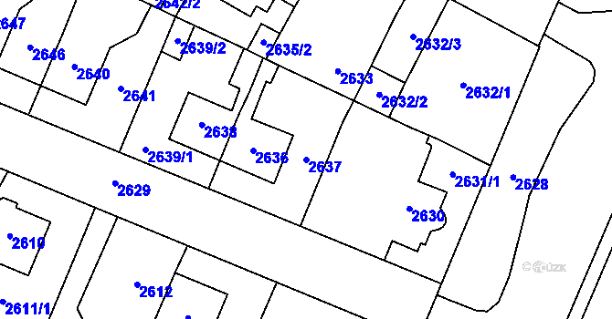 Parcela st. 2637 v KÚ Most II, Katastrální mapa