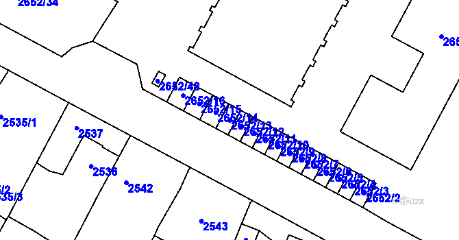 Parcela st. 2652/13 v KÚ Most II, Katastrální mapa