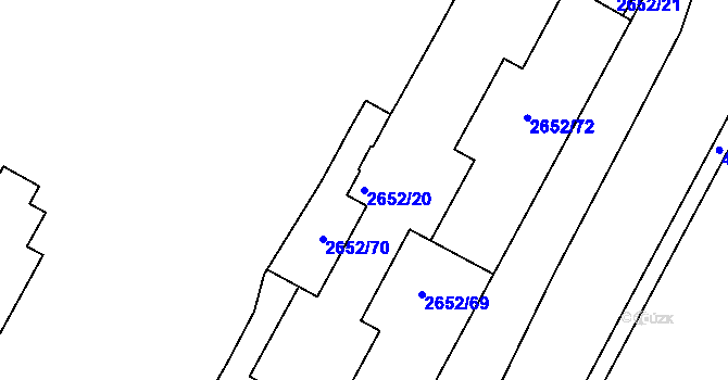 Parcela st. 2652/20 v KÚ Most II, Katastrální mapa