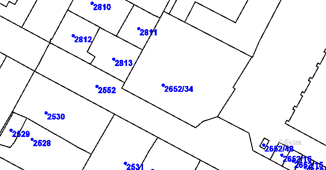 Parcela st. 2652/34 v KÚ Most II, Katastrální mapa