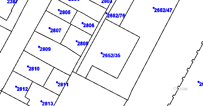 Parcela st. 2652/35 v KÚ Most II, Katastrální mapa