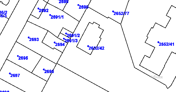 Parcela st. 2652/42 v KÚ Most II, Katastrální mapa