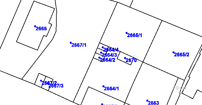 Parcela st. 2664/3 v KÚ Most II, Katastrální mapa