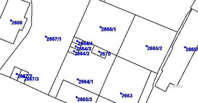 Parcela st. 2670 v KÚ Most II, Katastrální mapa