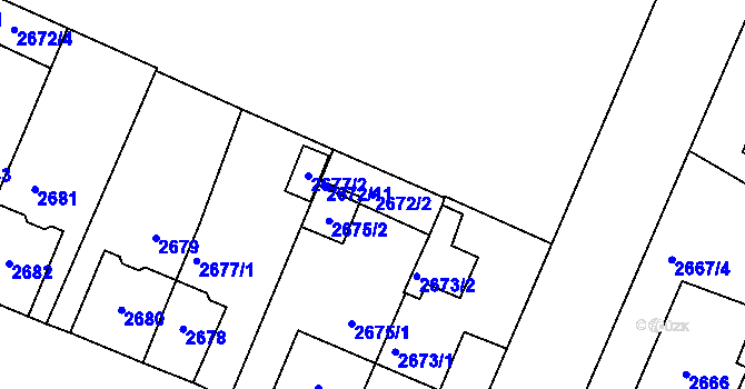 Parcela st. 2672/2 v KÚ Most II, Katastrální mapa