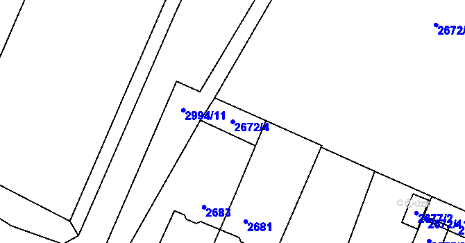 Parcela st. 2672/4 v KÚ Most II, Katastrální mapa