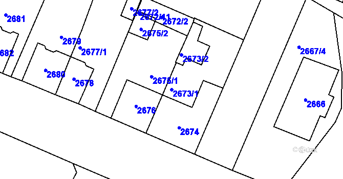 Parcela st. 2673/1 v KÚ Most II, Katastrální mapa