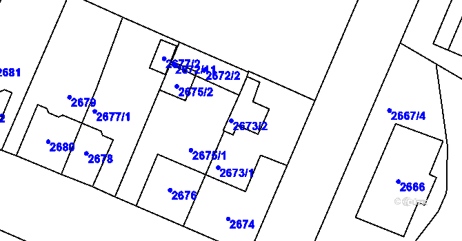 Parcela st. 2673/2 v KÚ Most II, Katastrální mapa