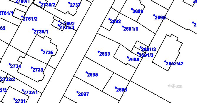 Parcela st. 2693 v KÚ Most II, Katastrální mapa