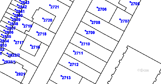 Parcela st. 2710 v KÚ Most II, Katastrální mapa