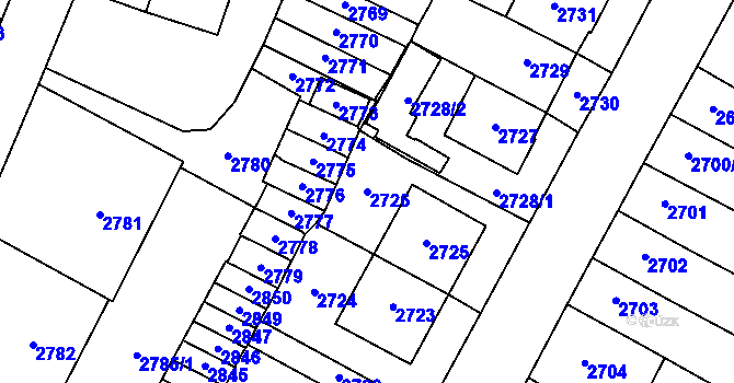 Parcela st. 2726 v KÚ Most II, Katastrální mapa