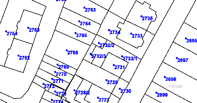 Parcela st. 2732 v KÚ Most II, Katastrální mapa