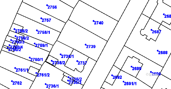 Parcela st. 2739 v KÚ Most II, Katastrální mapa