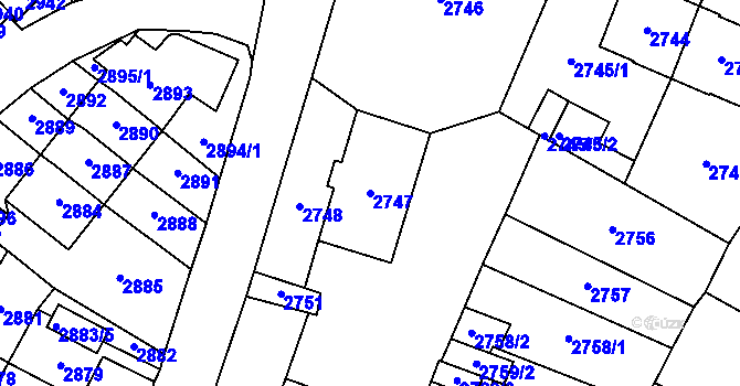 Parcela st. 2747 v KÚ Most II, Katastrální mapa