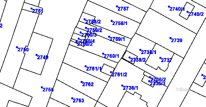 Parcela st. 2760/1 v KÚ Most II, Katastrální mapa