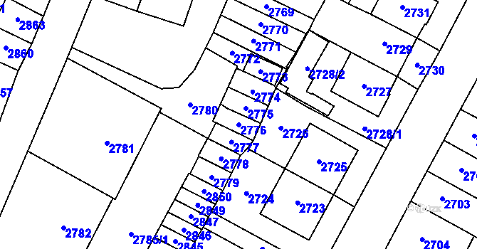 Parcela st. 2776 v KÚ Most II, Katastrální mapa