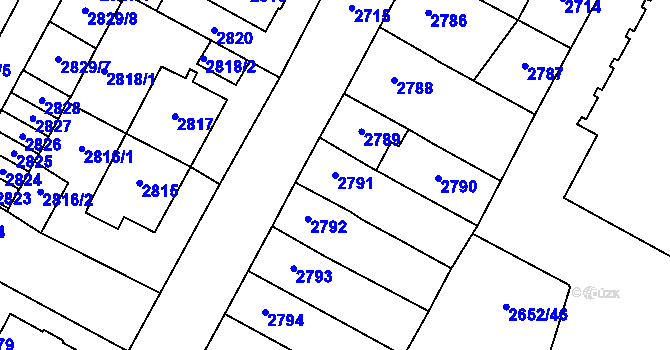 Parcela st. 2791 v KÚ Most II, Katastrální mapa