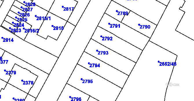 Parcela st. 2793 v KÚ Most II, Katastrální mapa