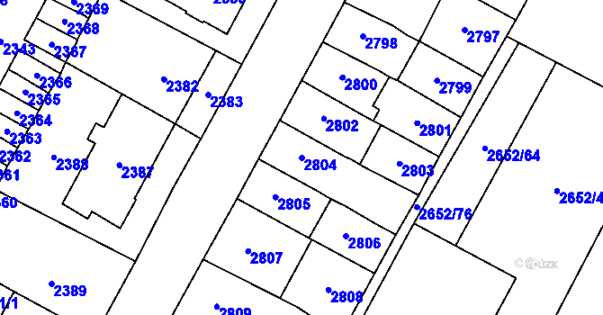 Parcela st. 2804 v KÚ Most II, Katastrální mapa