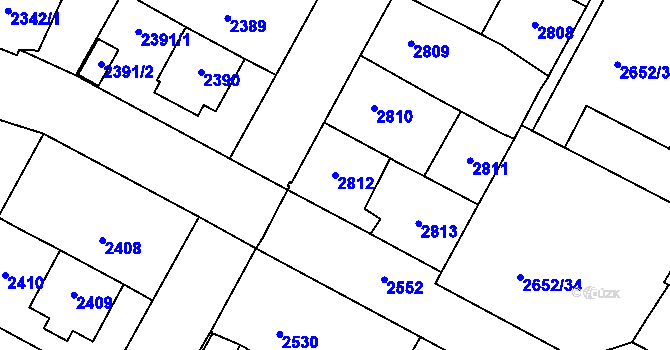 Parcela st. 2812 v KÚ Most II, Katastrální mapa
