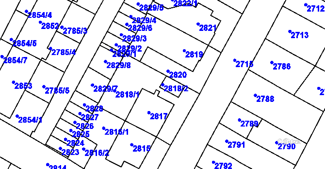 Parcela st. 2818/2 v KÚ Most II, Katastrální mapa