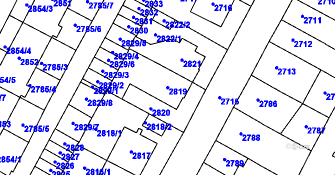 Parcela st. 2819 v KÚ Most II, Katastrální mapa