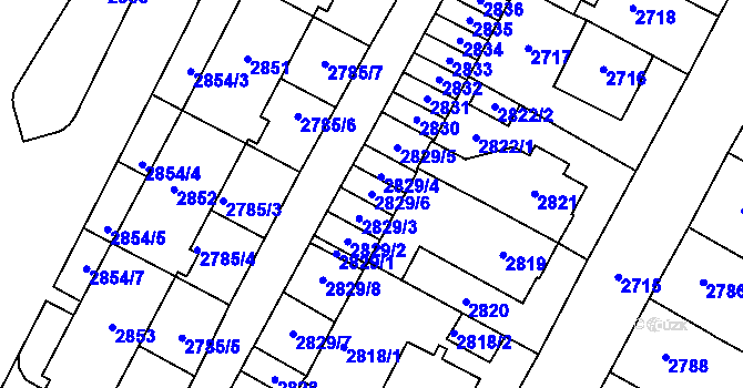 Parcela st. 2829/6 v KÚ Most II, Katastrální mapa