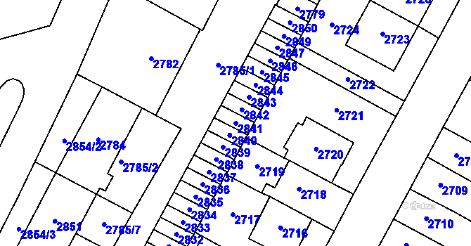 Parcela st. 2841 v KÚ Most II, Katastrální mapa