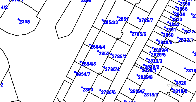 Parcela st. 2852 v KÚ Most II, Katastrální mapa