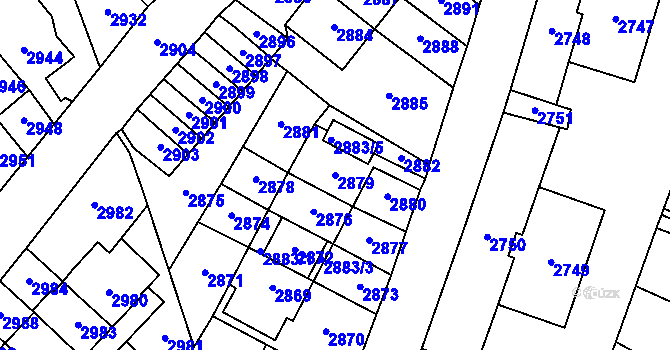 Parcela st. 2879 v KÚ Most II, Katastrální mapa