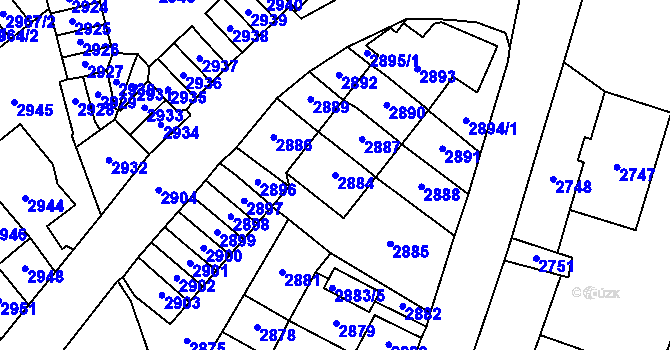 Parcela st. 2884 v KÚ Most II, Katastrální mapa