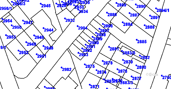 Parcela st. 2901 v KÚ Most II, Katastrální mapa