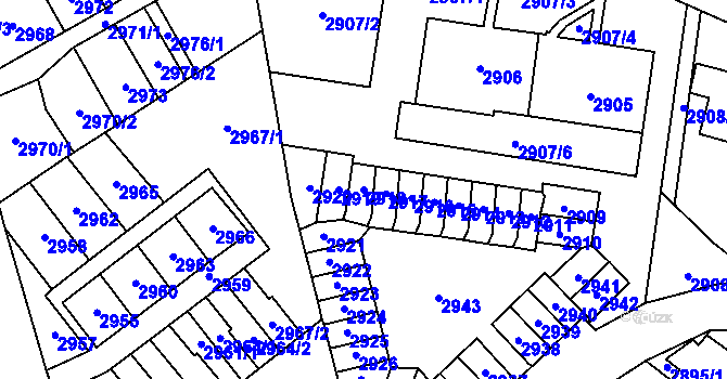 Parcela st. 2918 v KÚ Most II, Katastrální mapa